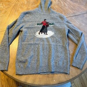 Vintage Lauren Ralph Lauren Gray Turtleneck Sweater with Ice Skater Design